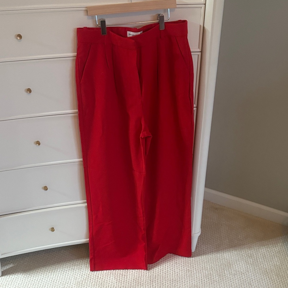Abercrombie & Fitch Red Wide-Leg Dress Pants